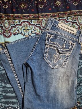 Rock Revival Denim Jeans with Embroidered Back Pocket - Blue